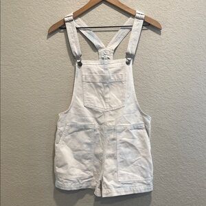 Aerie Small White & Blue Subtle Tie Dye Shorts Denim Jean Overalls